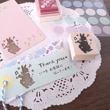 吹奏長笛的兔子 印章 橡膠章