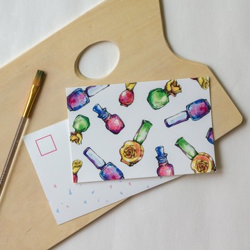 明信片/白色底甜甜馬卡龍糖果指甲油