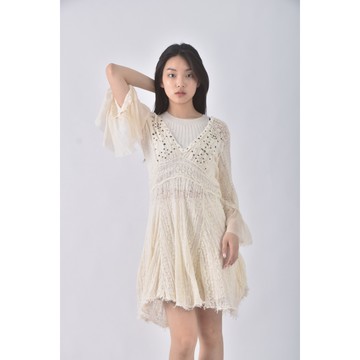 (S) 吊帶杏色洋裝二手衣