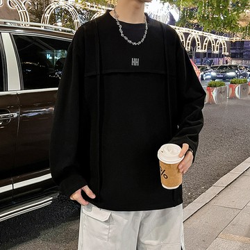 【HOT 本舖】男装秋冬新款直播男士衛衣寬鬆休閒百搭青年帥氣長袖T恤圓領重磅衛衣