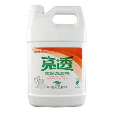 白雪亮透環保洗碗精/桶裝/4000cc/4桶/箱