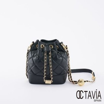 OCTAVIA8 真皮-  小金球 羊皮菱格迷你束口水桶包