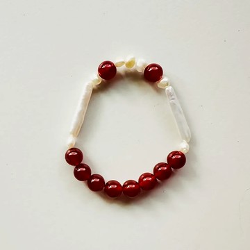 C happy 微笑石榴石珍珠手鏈_美麗過好每一天 - 17至18cm