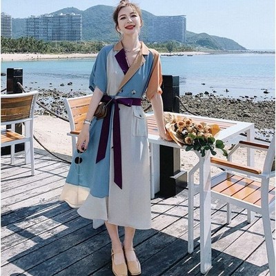 シャツワンピース レディース 40代 キレイめ マキシワンピース 春夏 配色 半袖ワンピース ロング丈ワンピースフレアスカート ゆったり オシャレ通勤 着痩せ 通販 Lineポイント最大get Lineショッピング