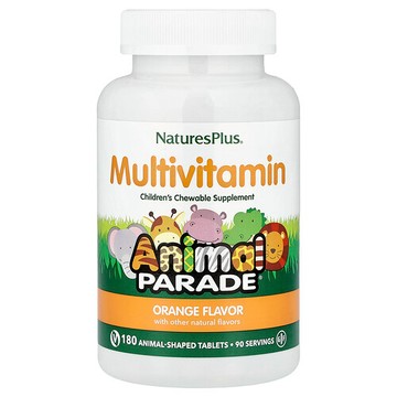 NaturesPlus, Animal Parade®，兒童咀嚼多維生素補劑，橙味，180 片動物狀片劑