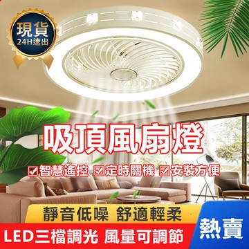 【臺灣現貨+保固兩年】吸頂風扇燈輕奢簡約現代臥室燈智慧110V風扇吊燈水晶燈餐廳燈電風扇燈 99購物節