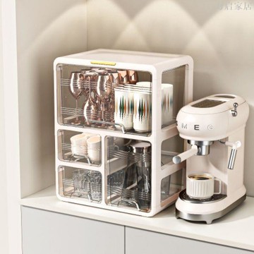 多功能水杯收納盒一體免安裝防塵防潮臥室辦公室杯子咖啡杯收納櫃