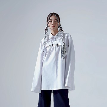 Logo抽繩落肩寬襯衫