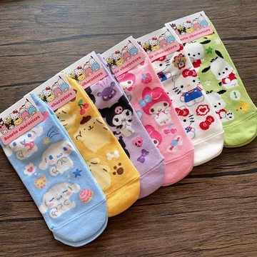 桃園倉庫🐱春夏韓版大童短襪可愛美樂迪玉桂狗庫洛米帕恰狗兒童卡通襪