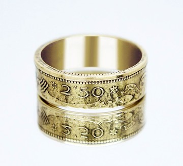 西班牙硬幣戒指 2.5 比塞塔 1953 年男士硬幣戒指 女士硬幣戒指