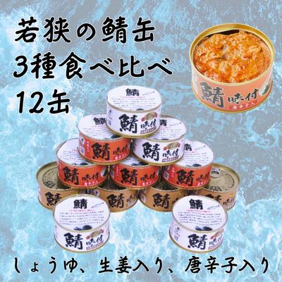 ふるさと納税 若狭町 若狭の鯖缶3種食べ比べ12缶セット(しょうゆ、生姜入り、唐辛子入り)