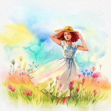 水彩花卉綻放印刷品 現代牆面藝術 適用於客廳或臥室