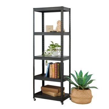 【品樂生活】附輪款 40X60X178M 免螺絲五層角鋼架 鐵架 層架 置物架 收納架 倉儲架