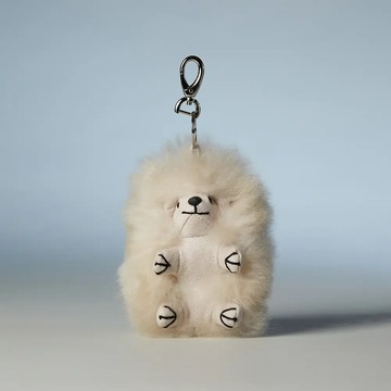 秘魯工匠手工天然羊駝毛-刺蝟娃娃鑰匙圈17cm-灰褐