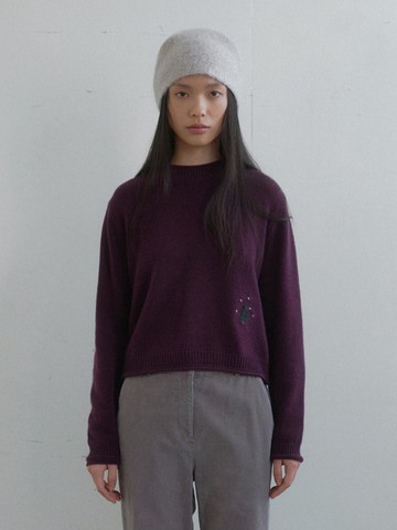 Cashmere Wool Round Neck Pullover [PURPLE]