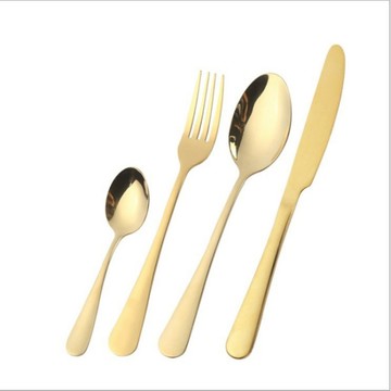 刀/叉 PS MALL不鏽鋼餐具 主餐叉 金色叉 2入
