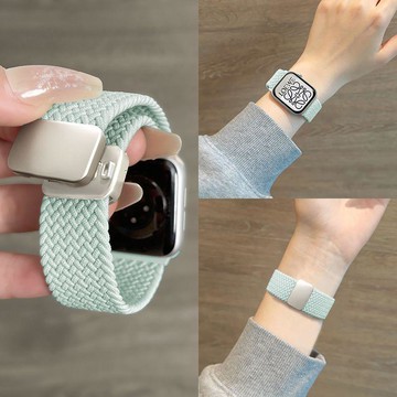 🌟臺灣出貨🌟手錶夏天透氣錶帶S9watch8尼龍編織磁吸男女款   apple watch 錶帶 蘋果手錶錶帶