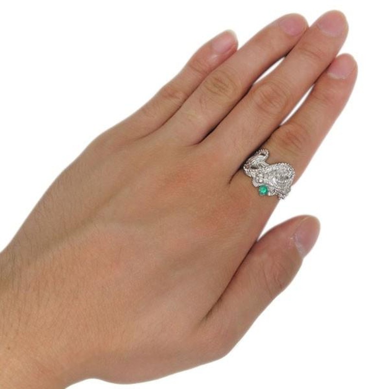 プラチナ メンズ エメラルドリング 指輪 5月誕生石 ドラゴン クリスマス ポイント消化 | LINEショッピング