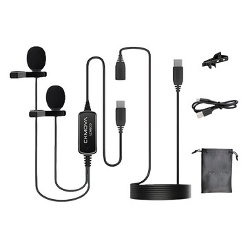 CKMOVA 全向電容式雙頭領夾式麥克風 Type-C 快速充電2.5小時 續航40小時 降噪開關  LCM6CD  黑色