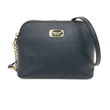 michael kors黑色皮革肩背鏈條貝殼包