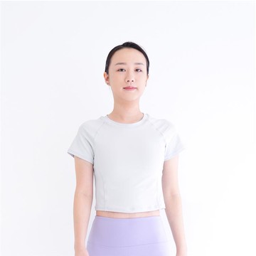 【Mukasa】DURABLE 接邊短袖短版上衣 - 空靈灰 - MUK-23043 - 多尺寸可選_廠商直送