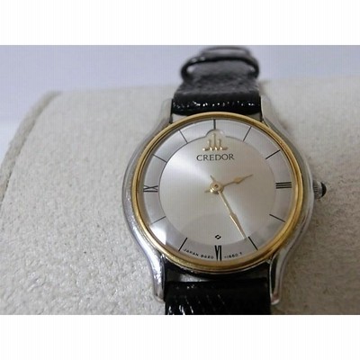 セイコー クレドール 8420-0150 腕時計 SS/革/K18 SEIKO SIGNO セイコー 時計 クレドール シグノ K18コンビ レディース