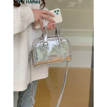 【太妮絲N198】現貨 銀色包包 手提包 肩背包 2025 韓系 百搭 小眾 復古 黑色手提小包 單肩包 小方包