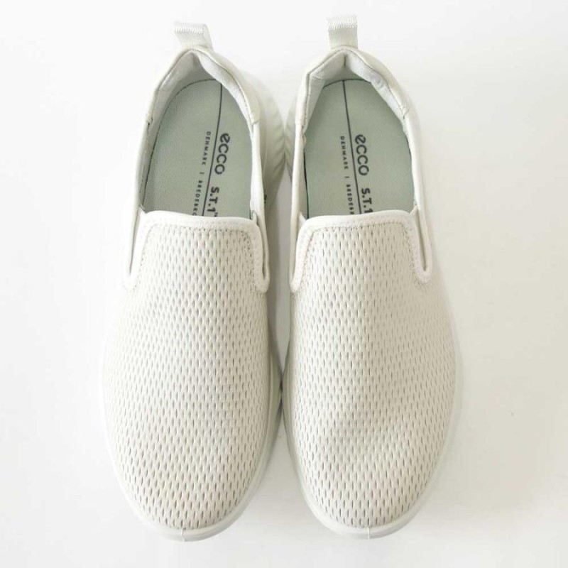 エコー ECCO ATH 1F WOMEN'S LEATHER SLIP ON SHOES ホワイト 834923