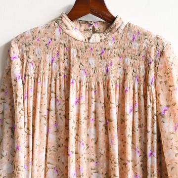 【蛋植物古著】春雨紗質印花傘狀古著洋裝