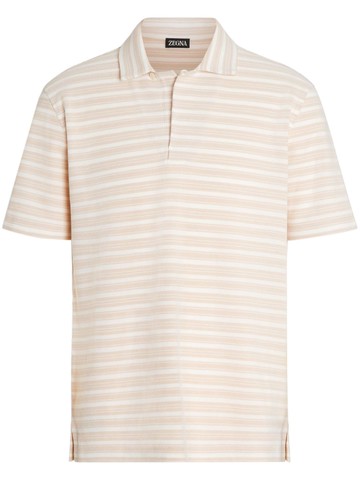 Zegna - striped cotton polo shirt - men - Cotton - 56 - Pink