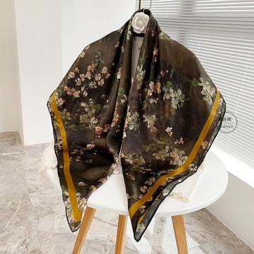 2022年新款圍巾真絲絲巾女桑蠶絲媽媽款中年秋冬季大方巾披肩送禮