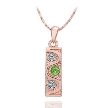 純銀項鍊 鍍18K金鑲鑽吊墜-方形時尚大方精美母親節生日禮物女飾品73ce137【獨家進口】【米蘭精品】