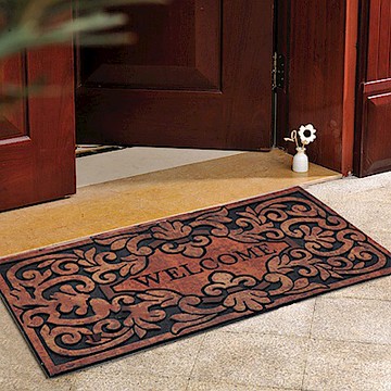 G+居家 戶外植絨橡膠厚實刮泥迎賓地墊120x56cm幸福藤蔓款