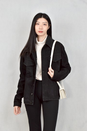 (L) fendi黑色牛仔外套