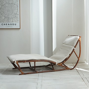民宿風藤編貴妃躺椅陽臺家用單人休閑椅真藤臥室美人塌午睡沙灘椅 幸福驛站
