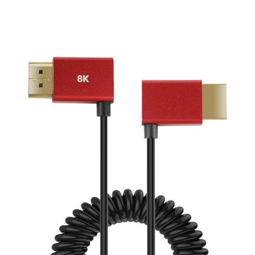 極細同軸hdmi彈簧彎頭線8K高清線HDMI抗干擾低損耗伸縮數碼連接線【Snowbelle優選】