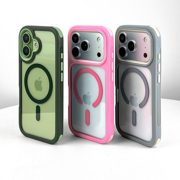 iphone17/16pro手機殼綠色炫酷防摔磁吸蘋果17promax四角突出透明新款15亞克力14簡約13大孔Air