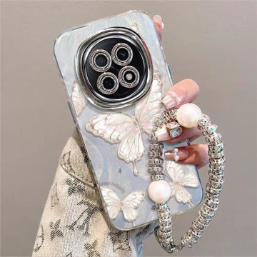 適用oppoA5Pro手機殼a5Por新款oppo5G硅膠PKP110保護套oppoPKP女0pp0全包防摔a5pro外殼閃粉羽紗殼翩翩蝴蝶