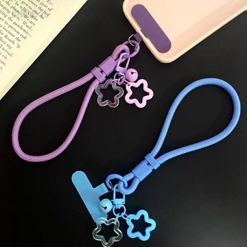闆娘回饋🔔手機掛繩手腕款 可調節星星鈴鐺短款掛件 編織手提繩 戶外通用防丟 耐用金屬扣 手機掛繩 手腕繩 星星鈴鐺05D
