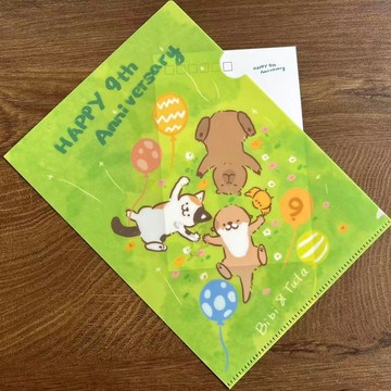 Shine原创可愛水獺卡皮巴拉家族9週年限定款文件夾明信片