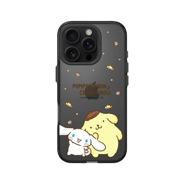 iPhone 16 Pro Clear 酷墨灰 - 三麗鷗-布丁狗＆大耳狗綜合圖 Mix Characters - 食物系列-甜點世界