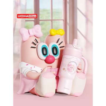 (免運)UOOHA拉手冰霸杯吸管保溫杯水杯女生高顏值巨無霸大容量保冷杯子