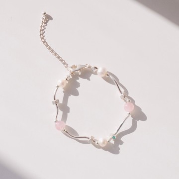 CIRRUS - 粉雪 * 粉水晶 珍珠 桃花人緣 溫柔守護 純銀 手鍊