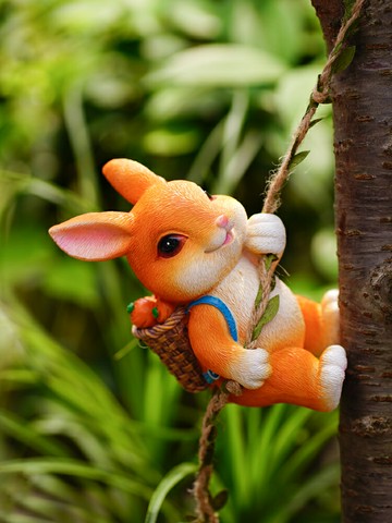 花園可愛兔子攀爬樹掛件戶外庭院民宿壁掛花盆掛幼兒園藝裝飾擺件