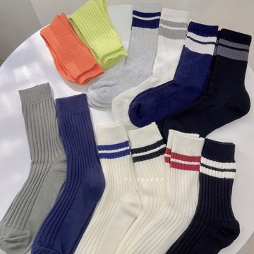 ［FJ select］老闆親自選貨 毛巾底加厚 長襪🧦  厚磅 穿搭 襪子 條紋襪 工裝襪 工裝針織襪 中筒襪 素面襪