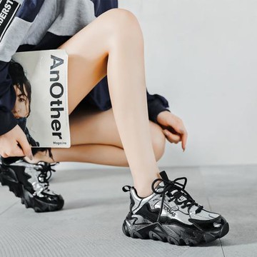 (免運)韓國2025年春秋新款老爹鞋女松糕厚底增高時尚休閑鞋運動跑步鞋墊