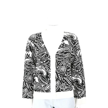 Max Mara-WEEKEND ORENLLA 緹花針織寬鬆黑白開襟衫 外套