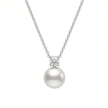 EM【eileen me】X ISOWA 月光 四爪鑽石珍珠項鍊 實驗室鑽石 Dcolor 0.45ct 手工訂製