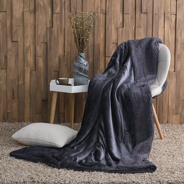 夜空灰 / 法蘭絨x羊羔絨貼身即暖雙面毯 / HOYACASA