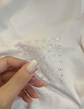 Drawing ribbon-Hologram Nail Stickers 手繪蝴蝶結-雷射閃